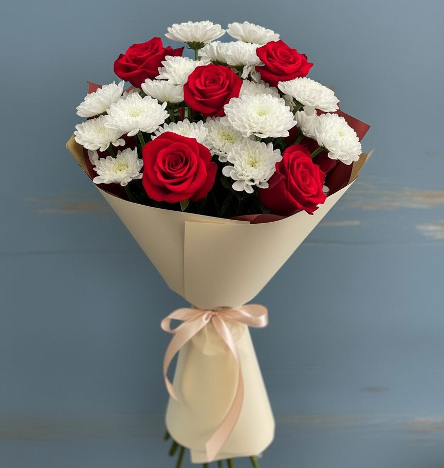 Букет цветов из: Розы и Хризантемы в Вохме