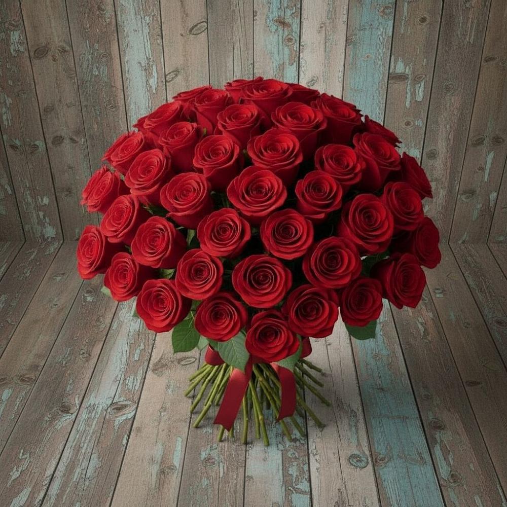 Букет 55 Красных роз Фридом в Вохме