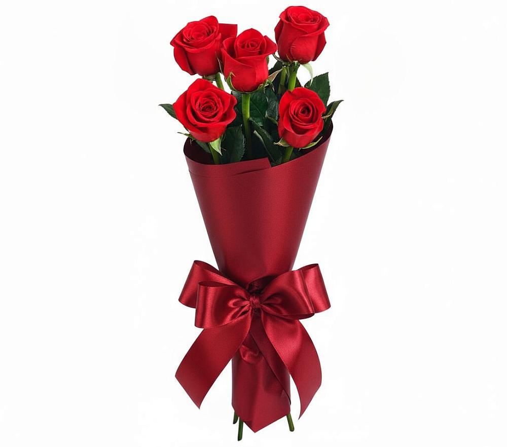 Букет 5 Красных роз Эдлесс Лав в Вохме