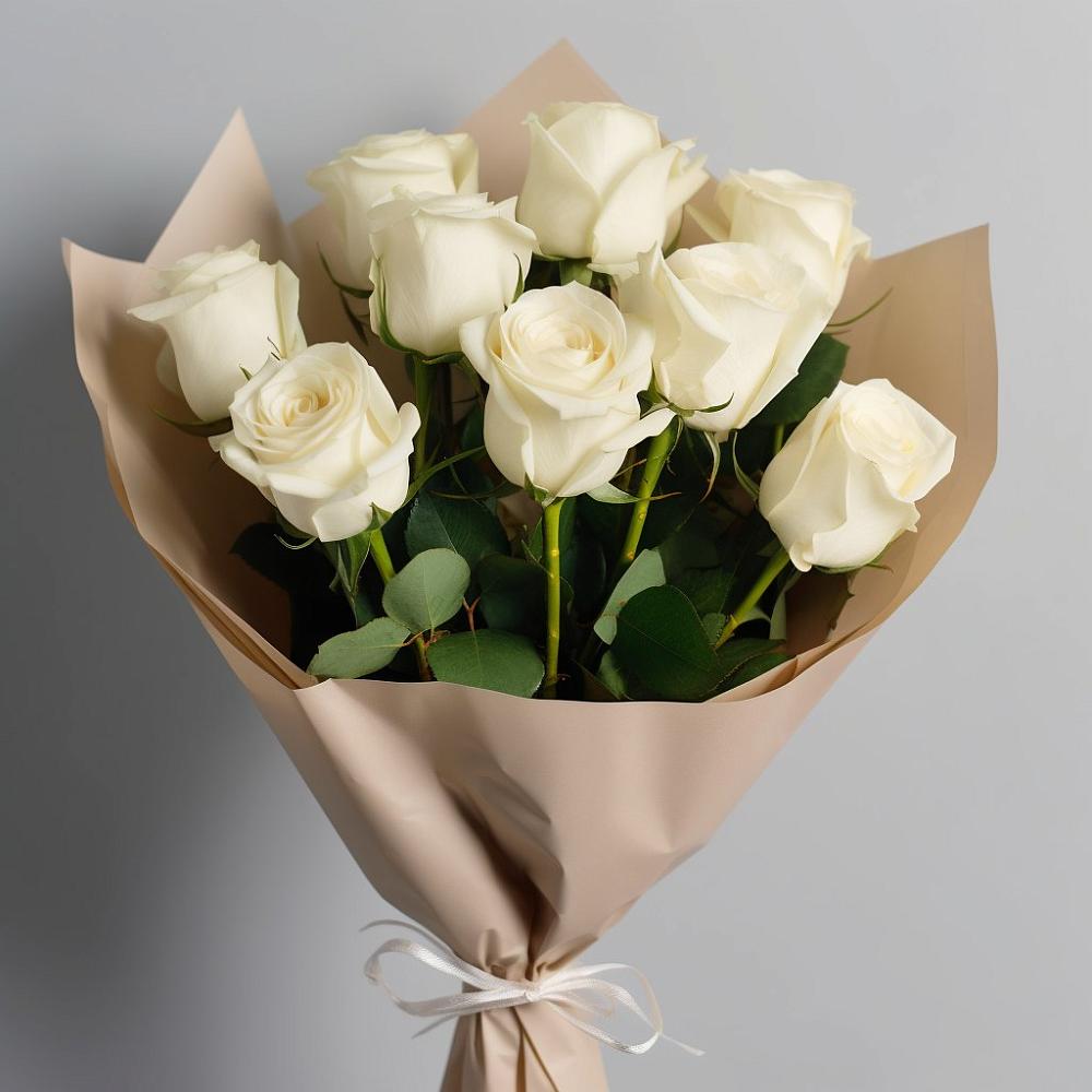 Букет 9 Белых роз Эдлесс Лав в Вохме