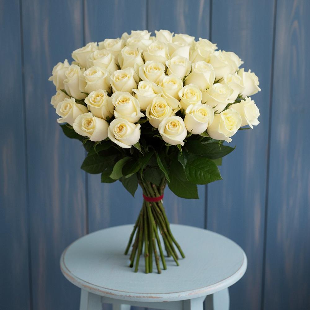 Букет 51 Белая роза Эдлесс Лав в Вохме