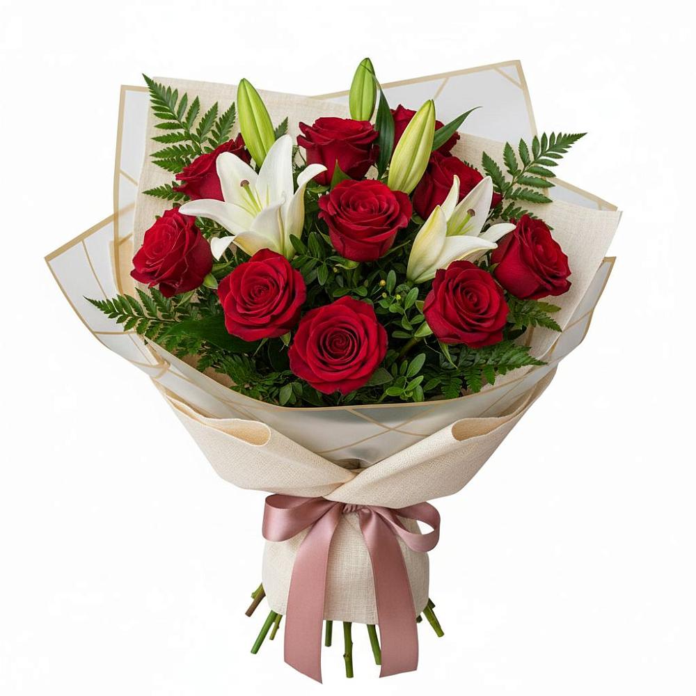 Букет цветов из: Лилии и Розы в Вохме