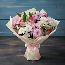 Букет цветов из:  Хризантемы, Альстромерии и Розы в Вохме