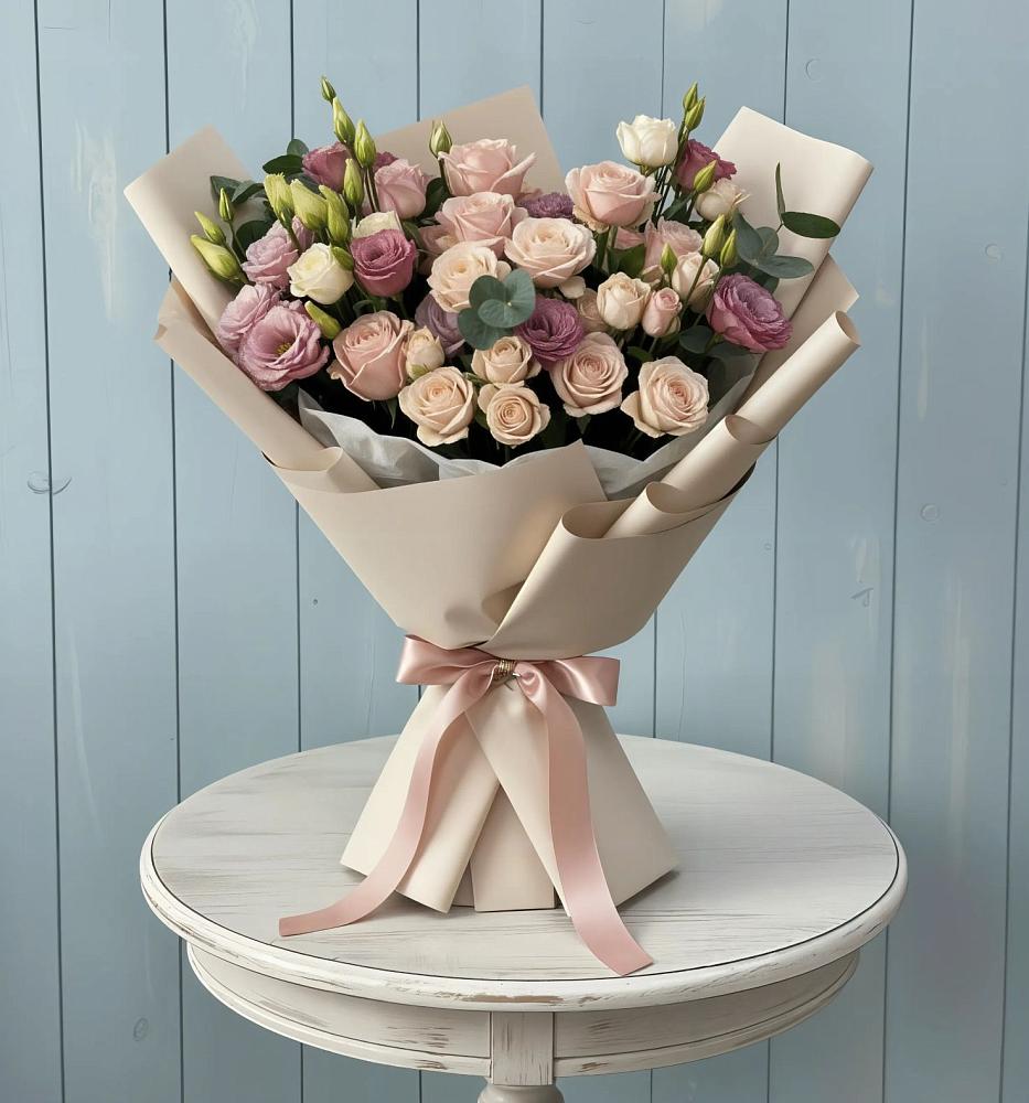 Букет цветов из: Розы и Лизиантусы в Вохме