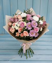 Букет цветов из:  Хризантемы, Розы и Альстромерии в Вохме