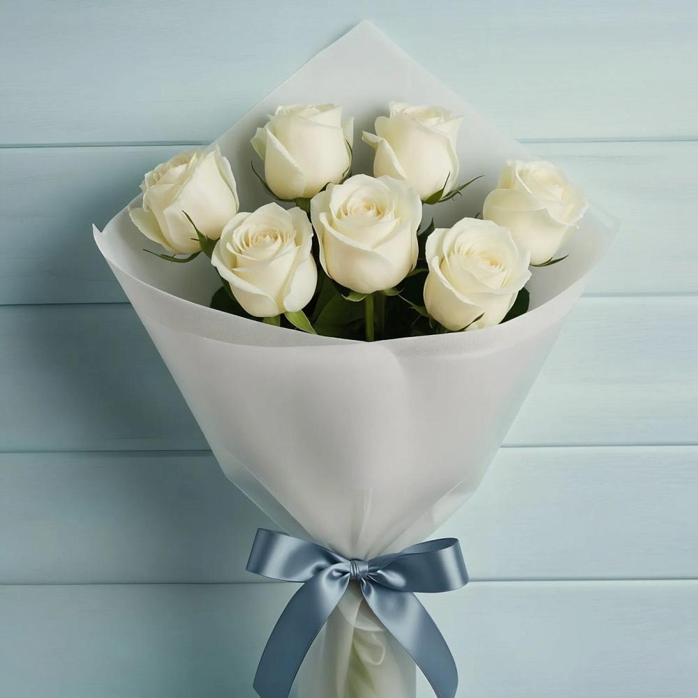 Букет 7 Белых роз Эдлесс Лав в Вохме